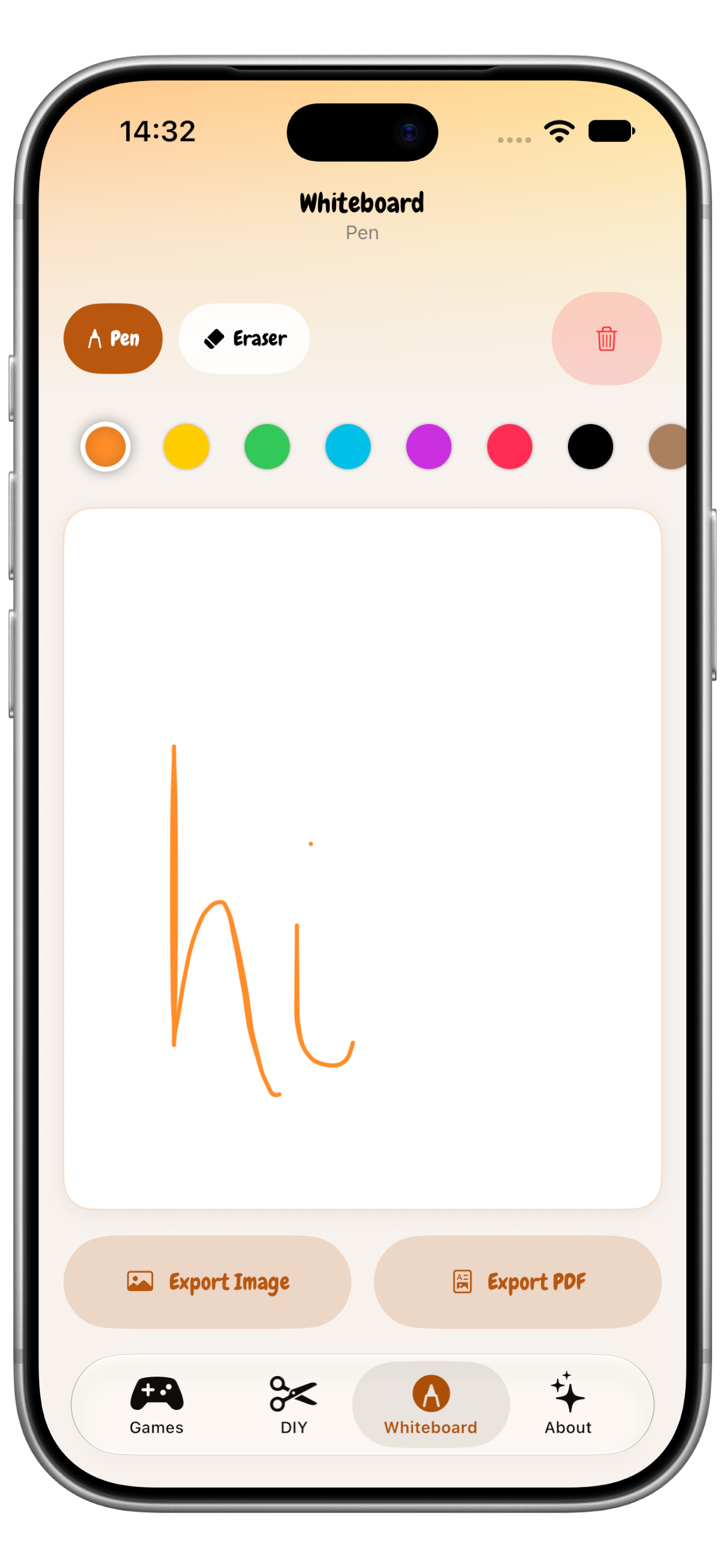 Whiteboard drawing canvas